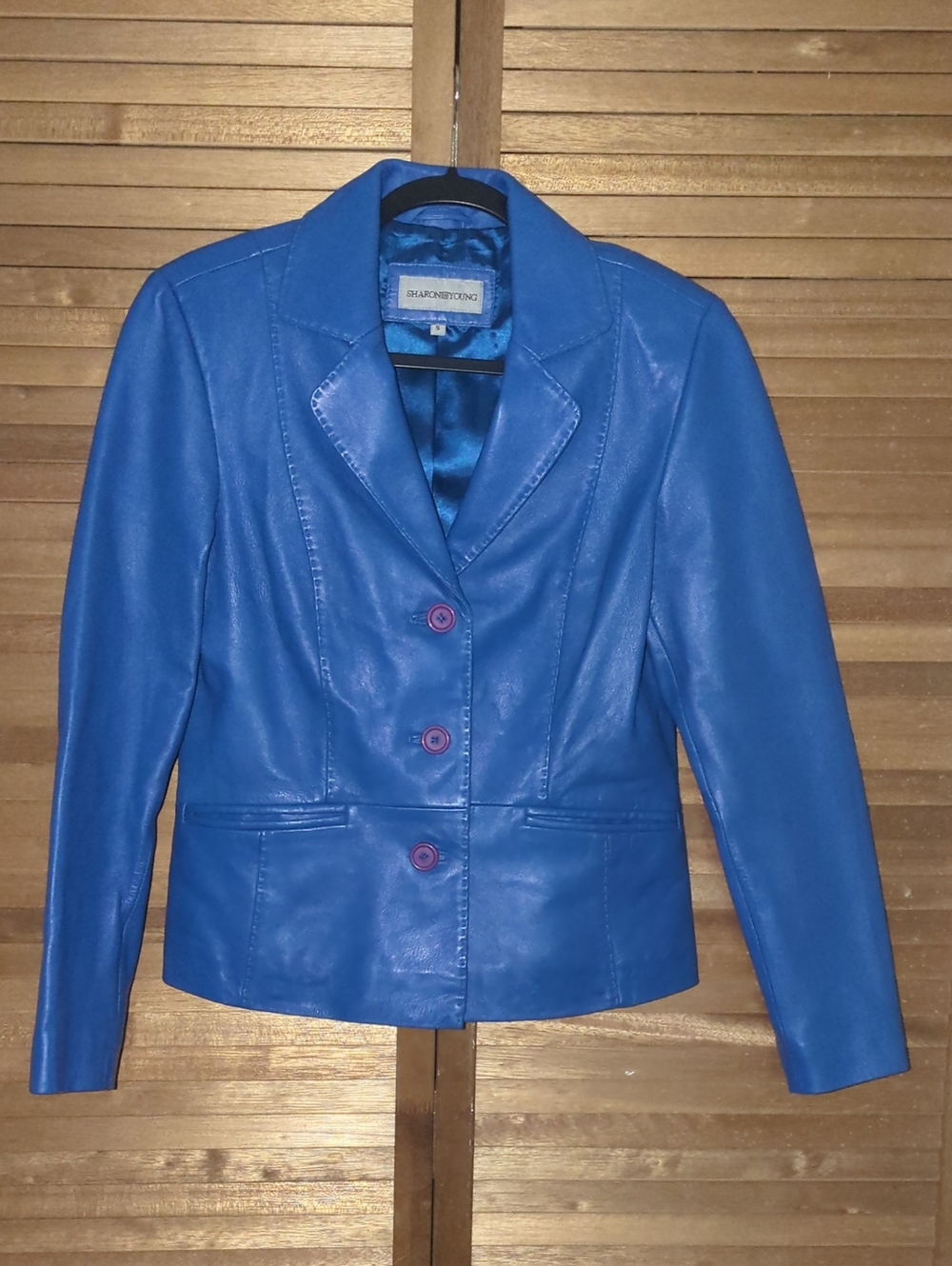 Make An Offer!! Vintage Sharon Young Electric Blue Genuine Leather Blazer Jacket